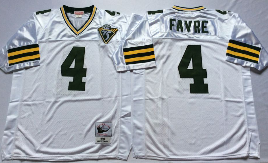Men NFL Green Bay Packers 4 Favre white Mitchell Ness jerseys